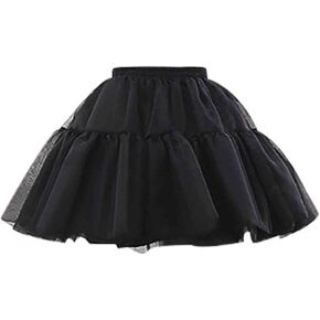 Women's Petticoat 50s 4 Levels Hoopless Short Length Tulle Crinoline Underskirts Dress Bubble Skirt Above Knee