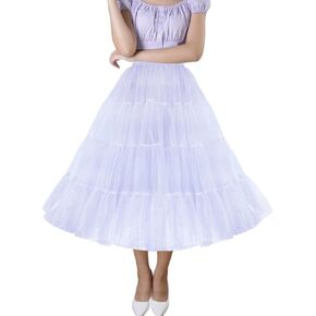 CHERRY LOVE 4 Tiers Tea Length Plus Puffy Tulle Petticoat Twice the Puffiness of Ordinary Underskirt