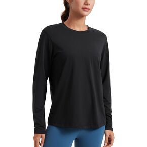 CRZ YOGA Womens Long Sleeve Tops High Crew Neck Casual Fall Shirts Basic Quick Dry Workout Athletic Tee Shirt