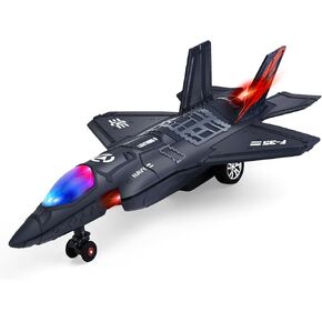 Airplane Toy Fighter Jet for Kids, Diecast Army Plane Model, Pull Back Military Jet with Light’s and Sounds (F35)