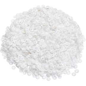 MECCANIXITY Loose Sequins 4MM 3000Pcs Cup Sequins Embroidery Sequins for Jewelry Making Crafts Sewing,White