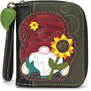 Chala Gnome Vegan Leather Zip Around Wallet with Wristlet (Gnome - Olive)