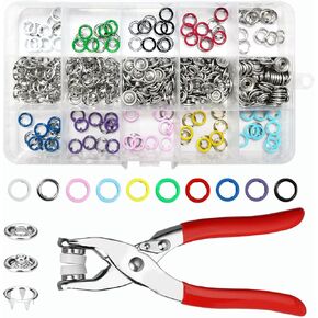 ASTIMESA 200 Sets Snap Button Kit, 9.5 mm Metal Snaps for Fabric with Fastener Pliers Press Tool, Button Snaps Repair Kit for Clothing Sewing Crafting Leather Dress Jeans (Solid)