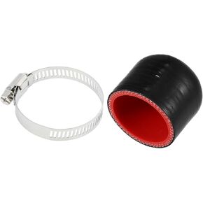 X AUTOHAUX 1 Pcs 30mm Length 40mm/1.57" ID Black Red Car Silicone Rubber Hose End Cap with Clamps Silicone Reinforced Blanking Cap for Bypass Tube Universal
