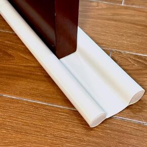 Door Draft Stopper Adjustable，Double Sided Draft Blocker Sound Proof Door Noise-Door Draft Blocker,Under The Door Draft Guard,Weather Stripping Noise Cold Air Blocker Window (White, 97cm)
