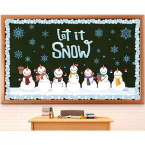 ZOIIWA Winter Bulletin Board Decoration Set Winter Holiday Paper Cutouts Blackboard Border Winter Snowman Classroom Decorations Christmas Bulletin Board for Xmas Holiday School Wall Door Decoration