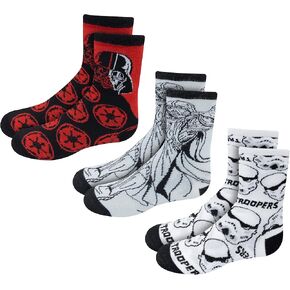 STAR WARS Boys Socks - 3 Pack of Breathable Crew Socks with Arch Support Featuring Stormtroopers Designs for Ages 7-14