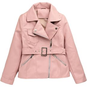Giolshon Girls Faux Leather Jacket Motorcycle Biker Coat Kid's Fall PU Outerwear (5-14 Years)