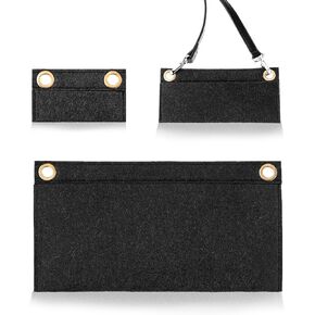 Thinp 3 Pcs Purse Insert Organizer,Purse Crossbody Conversion Liner 3 Sizes Felt Purse Organizer Insert with Eyelet for Envelope Bag Women Clutch Bag Handbags(No Chain,Black)