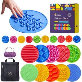 Special Supplies Matching Game Sensory Discs, 10 Sets, Tactile Stimulation for Kids, Supports Autistic and Processing Challenges, Calming and Stimulating Early Learning Play, Eye Mask Included