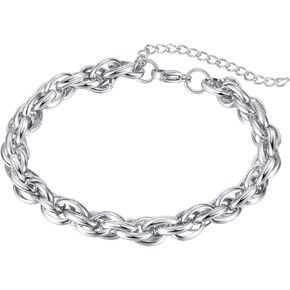 Punk Rock Stainless Steel Twist Chain Bracelet Adjustable Link Bracelet