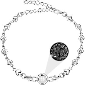100 Different Languages I Love You Bracelets Love Heart Link Chain Bracelets Romantic Valentines Day Gifts for Women