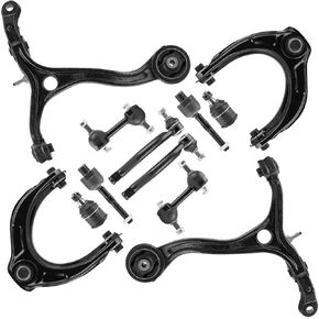 12pc Front Control Arms Upper Lower Suspension Kit Fit for Honda Accord 2008 2009 2010 2011 2012 with Inner Outer Tie Rods End Links Sway Bar Ball Joints Driver Passenger Side