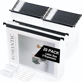 10 Pack Extra Capacity Letter Size Hanging File Folder Plastic 9.5"x11.6" Clear Reinforced File Folder with Tab and Insert Hanging Document Paper Folder with Heavy Duty 2 Inch Expansion for Bulky File