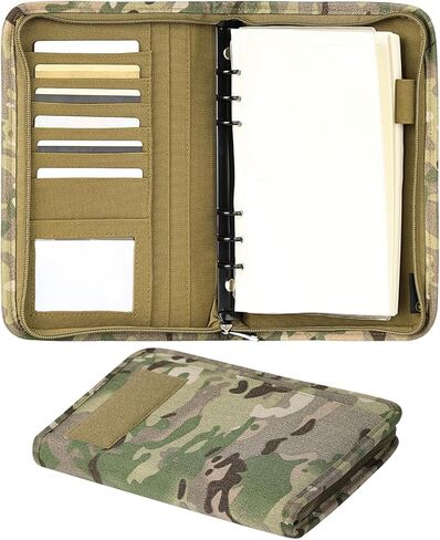 Tactical Padfolio Portfolio Binder with Aircraft Box and Horizontal Lined A5 Paper 3 Ring Tactical Notebook Binder with Zipper Refillable Military Notebook Binder for Tactical Gear (10.1 X 7.3Inch) in Kuwait