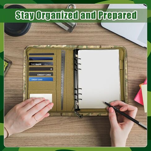 Tactical Padfolio Portfolio Binder with Aircraft Box and Horizontal Lined A5 Paper 3 Ring Tactical Notebook Binder with Zipper Refillable Military Notebook Binder for Tactical Gear (10.1 X 7.3Inch) in Kuwait