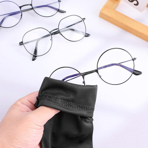 4pcs Sunglass Pouch,Sunglasses Bag with Drawstring Closure,Polyester Material Soft Glasses Case,7 X 3.54 inch Glasses Sleeve,Black and White Pouch for glasses Microfiber Screen Cleaning Bag in Saudi Arabia