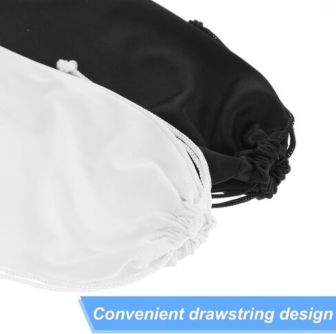 4pcs Sunglass Pouch,Sunglasses Bag with Drawstring Closure,Polyester Material Soft Glasses Case,7 X 3.54 inch Glasses Sleeve,Black and White Pouch for glasses Microfiber Screen Cleaning Bag in Saudi Arabia