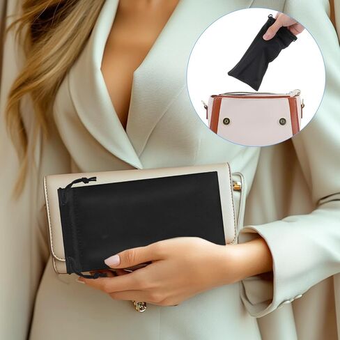4pcs Sunglass Pouch,Sunglasses Bag with Drawstring Closure,Polyester Material Soft Glasses Case,7 X 3.54 inch Glasses Sleeve,Black and White Pouch for glasses Microfiber Screen Cleaning Bag in Saudi Arabia