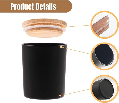 SUROQUE 15 Pack Clear Candle Jars for Making Candles 7oz Glass Jars with Bamboo Lids Candle Making Kit with Warning Labels Candle Making Supplies Bulk Candle Containers Dishwasher Safe in Saudi Arabia