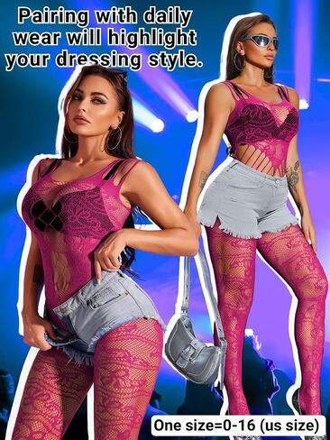 Fishnet Bodysuit For Women,Sheer Floral Lace Mesh Cutout Sexy Jumpsuit,Nightclub Exotic Dancewear Rave Outfits in Saudi Arabia