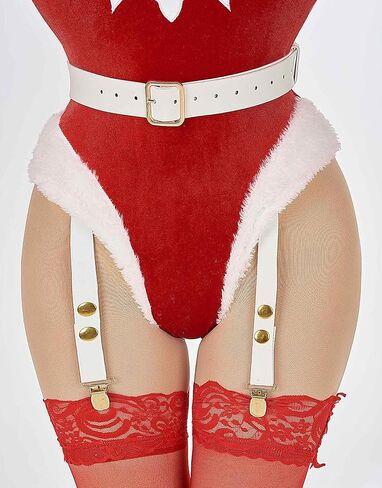 ملابس داخلية نسائية من MEOWCOS لعيد الميلاد من قطعة واحدة مع رأس قصير وقفازات وجوارب الفخذ للنساء in Kuwait