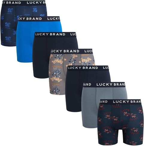 Lucky Brand Mens Boxer Briefs - 7 Pack Soft Stretch Boxer Briefs for Men, Tag-Free Mens Underwear with Pouch, 6" Inseam in Kuwait