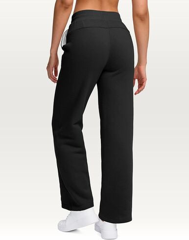Women's Cotton Fleece Lined Straight leg Sweatpants with 3 Pocket 29" High Waisted Warm Sweatpants for Women in Saudi Arabia