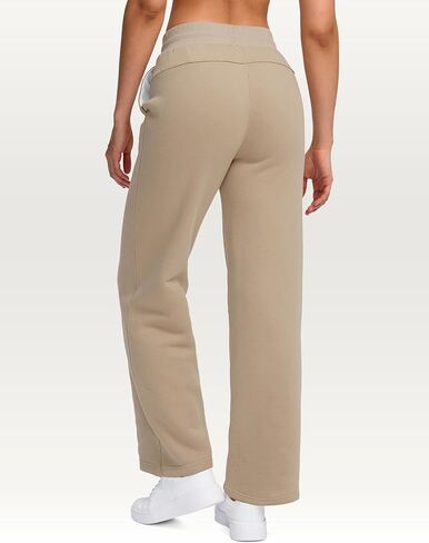 Women's Cotton Fleece Lined Straight leg Sweatpants with 3 Pocket 29" High Waisted Warm Sweatpants for Women in Saudi Arabia
