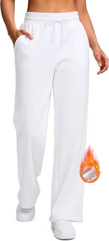 Women's Cotton Fleece Lined Straight leg Sweatpants with 3 Pocket 29" High Waisted Warm Sweatpants for Women in Saudi Arabia