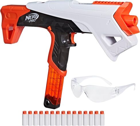 مسدس رمي السهام نصف الطول من Nerf Pro Torrent، 150 إطارًا في الثانية، 15 سهمًا نصف الطول من Nerf Pro، مجلة 15 سهمًا، حركة المضخة، نظارات، هدايا للمراهقين، 14+ in Saudi Arabia