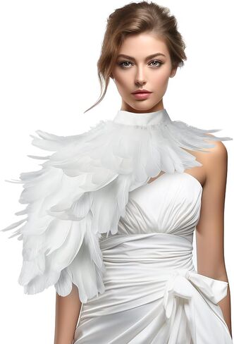 Black Feather Shawl for Women Masquerade Witch Wings Cape Halloween Maleficent Costume Collar Accessories in Saudi Arabia