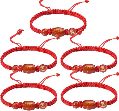 2025 New Year of Snake Bracelets, Adjustable Red String Charm Bracelet Chinese Zodiac Animal Good Luck Braided Bracelet Lucky Snake Charm Braided Red Rope Corded Bracelets Jewelry for Women Men in Kuwait