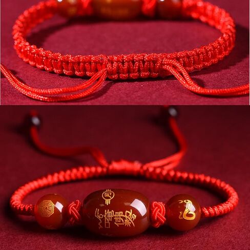 2025 New Year of Snake Bracelets, Adjustable Red String Charm Bracelet Chinese Zodiac Animal Good Luck Braided Bracelet Lucky Snake Charm Braided Red Rope Corded Bracelets Jewelry for Women Men in Kuwait