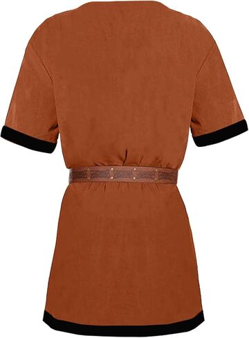 Mens Medieval Pirate Costumes Viking Tunic Shirt Renaissance Knight Warrior Cosplay LARP Halloween Tops with Belt in Saudi Arabia