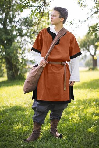 Mens Medieval Pirate Costumes Viking Tunic Shirt Renaissance Knight Warrior Cosplay LARP Halloween Tops with Belt in Saudi Arabia