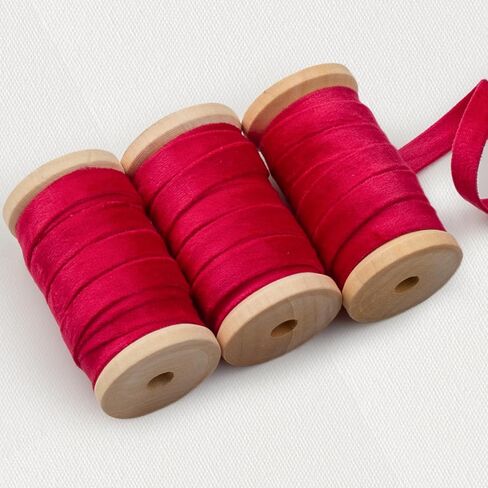 Velvet Ribbon Set 3/8" Wide 3 Rolls * 5Yd Wooden Spool Fabric Trim for Christmas Decoration Handmade Craft Ornaments Gift Wrapping Decoration Party Wedding Arts Crafts（Red） in Kuwait