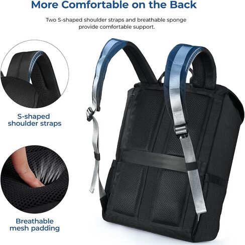 15.6 Inch Laptop Travel Backpack, Water Resistant Anti-Theft Vintage Flap Backpack with USB Charging Port for College, Casual Daypacks, Work Bag for Men and Women, 25L, Black in Saudi Arabia