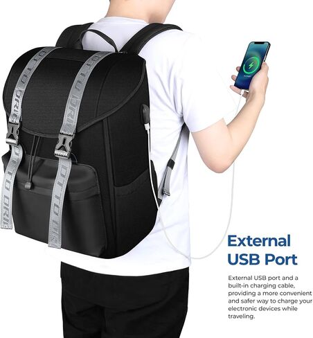 15.6 Inch Laptop Travel Backpack, Water Resistant Anti-Theft Vintage Flap Backpack with USB Charging Port for College, Casual Daypacks, Work Bag for Men and Women, 25L, Black in Saudi Arabia