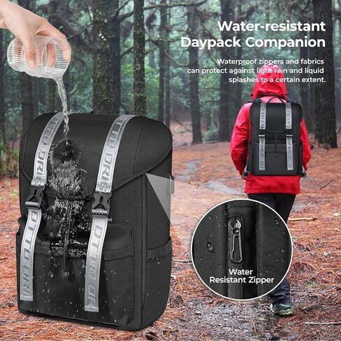 15.6 Inch Laptop Travel Backpack, Water Resistant Anti-Theft Vintage Flap Backpack with USB Charging Port for College, Casual Daypacks, Work Bag for Men and Women, 25L, Black in Saudi Arabia
