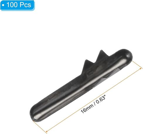 PATIKIL Elastic Cord Crimp Ends, 100 Pcs Copper Elastic Barbed Cord Fastener Half Cover Cord Ends for Binding Hanging Webbing DIY, Black in Saudi Arabia