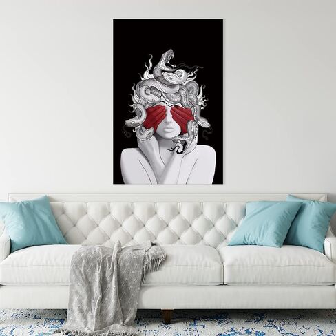 BNKLJNSH Medusa Wall Art Canvas Framed Greek Print Greek Mythology Wall Art Greek Artwork Horror Poster Decorations For Bedroom Framed (16x24 inch) in Saudi Arabia