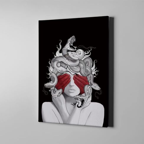 BNKLJNSH Medusa Wall Art Canvas Framed Greek Print Greek Mythology Wall Art Greek Artwork Horror Poster Decorations For Bedroom Framed (16x24 inch) in Saudi Arabia