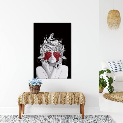 BNKLJNSH Medusa Wall Art Canvas Framed Greek Print Greek Mythology Wall Art Greek Artwork Horror Poster Decorations For Bedroom Framed (16x24 inch) in Saudi Arabia