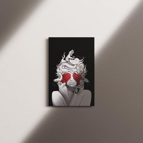 BNKLJNSH Medusa Wall Art Canvas Framed Greek Print Greek Mythology Wall Art Greek Artwork Horror Poster Decorations For Bedroom Framed (16x24 inch) in Saudi Arabia