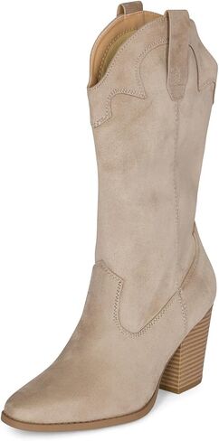 STYLISH S ONYX ~ Womens Western Mid Calf Boots Pointed Toe Stacked Heel Cowboy Boots in Saudi Arabia