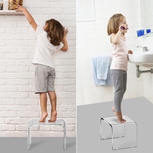 Step Stool for Kids, Acrylic Stool, Acrylic Step Stool for Adults, Small Step Stool, 12 Inches Acrylic Stool Bathroom, Clear Step Stool, Toilet Stool, Plant Stand, Foot Stool (Common（2 Pack）) in Saudi Arabia