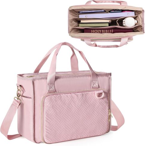 Bible Cover Bag for Women, Large Bible Tote Bag Church Carrying Case with Shoulder Strap for Bible Study, Black(Empty Bag Only) in Saudi Arabia