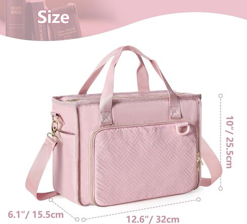 Bible Cover Bag for Women, Large Bible Tote Bag Church Carrying Case with Shoulder Strap for Bible Study, Black(Empty Bag Only) in Saudi Arabia