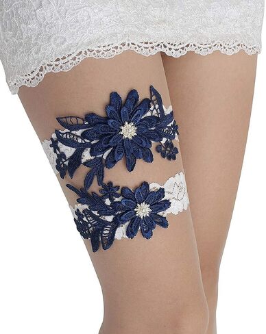 GARGALA Wedding Garters for Bride Bridal Lace Garter Set with Rhainestone Pearls in Saudi Arabia